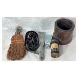 Leather Belt & Dice Cup Shoe Horns Whisk Broom