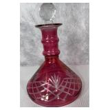 Bohemian Flash Cut Cranberry Decanter