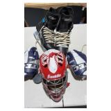 Hockey Gear Helmet Skates  Gloves & Puck