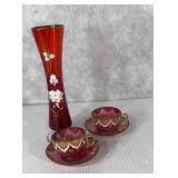 Vaigar Vase & Bohemia Tea Cups & Saucers