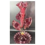 Victorian Cranberry Glass Epergne