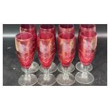 Bohemian Cranberry Etched Stemware