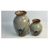 Signed Mexican Stone Ware Jugs 6.25' & 4'