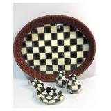 MacKenzie Childs 15" Oval Tray, Spoon Rest & Salt