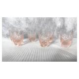 Pink depression cut  glass 2" shot glasses