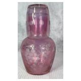 Cranberry Glass Bedside Water Decanter & Glass