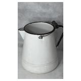 Large White Enamel Pitcher 11 x 10.5"