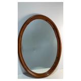 Oval Hanging Mirror w Wooden Frame 34 x 25'