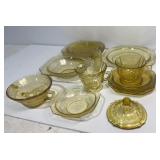Federal Amber Glass Pieces largest plate is 9"