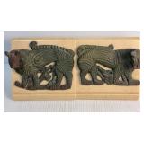Pair Figural Tiger Bookends 5x6x4'
