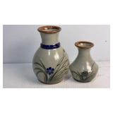 Signed Mexican Stoneware Vases  6.25' & 4.5'