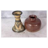 Handmade Signed Vase & Candle Holder
