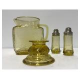Federal Glass Amber Juice Pitcher, Salt & Pepper &