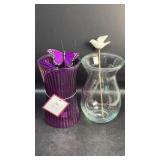 Violet Fluted Gathering Vase & Glass Vase