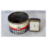 Linden Folding Alarm Clock 3" & Quaker Coffee