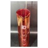 MCM Cranberry Floral Etched Martini Pitcher