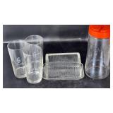 Glass Cups Butter Dish & Tang Pitcher