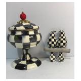 MacKenzie Childs Checked Enamel Curiosity Pot
