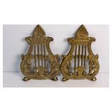 brass Harp Bookends