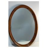 Oval Hanging Mirror w Wooden Frame 34 x 25"