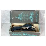 Ferragamo Navy Open Toed Shoes