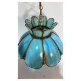 Blue Slag Glass Tulip Chandelier 11x19'