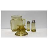 Federal Glass Amber Juice Pitcher, Salt & Pepper &