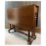 Antique Wood Drop Leaf Table w/ Turned Legs