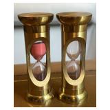 Brass & Glass Hourglass Timers Pink Sand