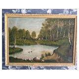 Birch Lake Oil Relief Painting