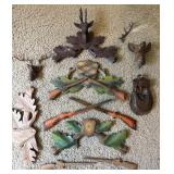 Cuckoo Clock Deer Rifle Pediments Wood Parts