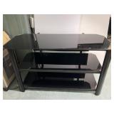 Black Metal & Glass Entertainment Stand