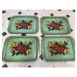Vintage Floral Metal Serving Trays Set Of Four