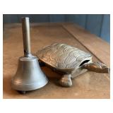 Antique Brass Bell & Turtle Trinket Box