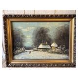 Oil on Board Dutch Art Painting in Ornate Frame