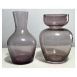 MCM Amethyst Glass Art Vases Mid Century Purple