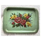 Vintage Floral Metal Serving Tray