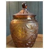 Anchor Hocking Sandwich Amber Glass Cookie Jar