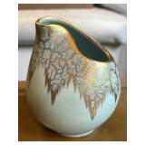 MCM German Glazed Art Pottery Vase w/ Gold Luster
