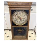 Antique Ingraham Calendar Regulator Wall Clock