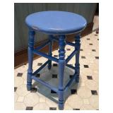 Farmhouse Blue Painted Wooden Stool