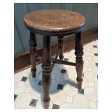 Antique Solid Wood Stool w/ Ring Turned Legs