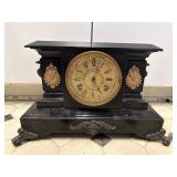 Ansonia Iron Neoclassical Mantel Clock Black
