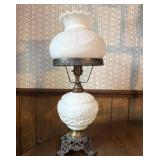 Gone With Wind Milk Glass Electric Hurricane Lamp