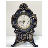 Lindner West German Cobalt Porcelain Mantle Clock