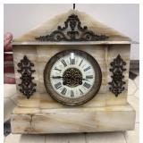 Antique Marble Alabaster Mantel Clock White