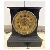 Ansonia Iron Neoclassical Mantel Clock Black