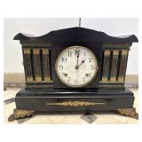 Waterbury Neoclassical Mantel Clock Black Wood