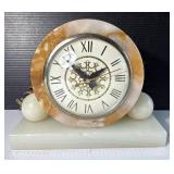 Onyx Electric Mantel Clock Vintage Natural Stone