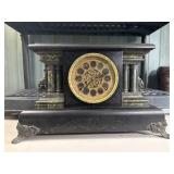 Sessions Mantel Clock Black Neoclassical Green
